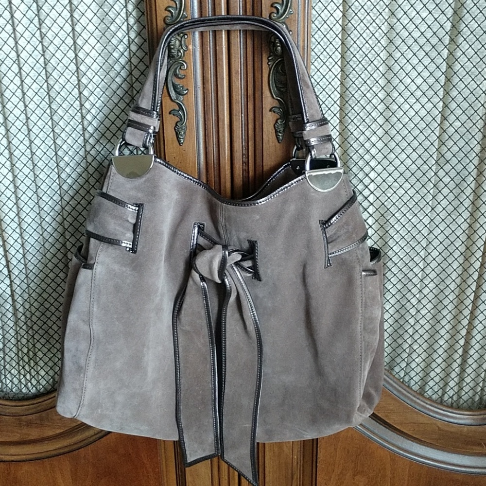 Kooba bag, suede leather, pat leather trim